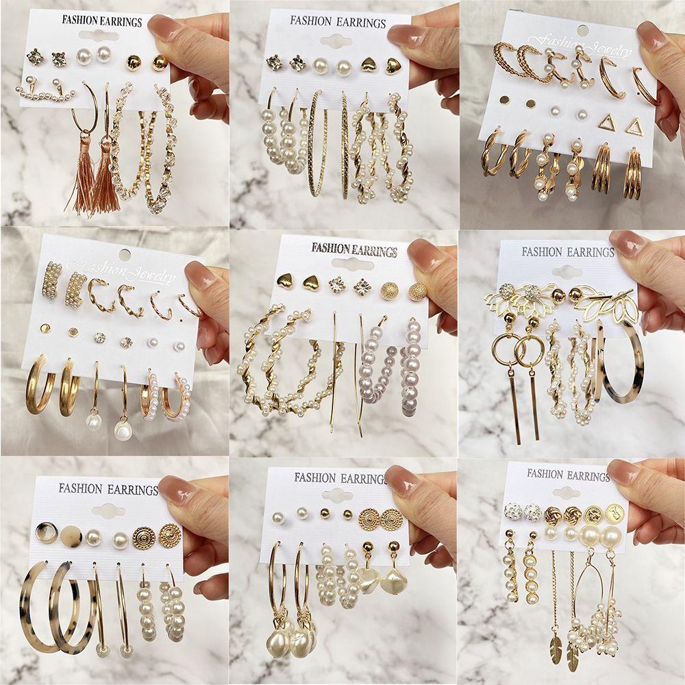 Lily Hoop Earrings Set Gadis Lingkaran Perhiasan Hadiah Geometris