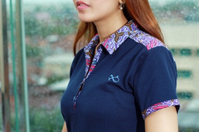 Loyal Kaos Polo Batik Navy Modern Wanita M L XL XXL