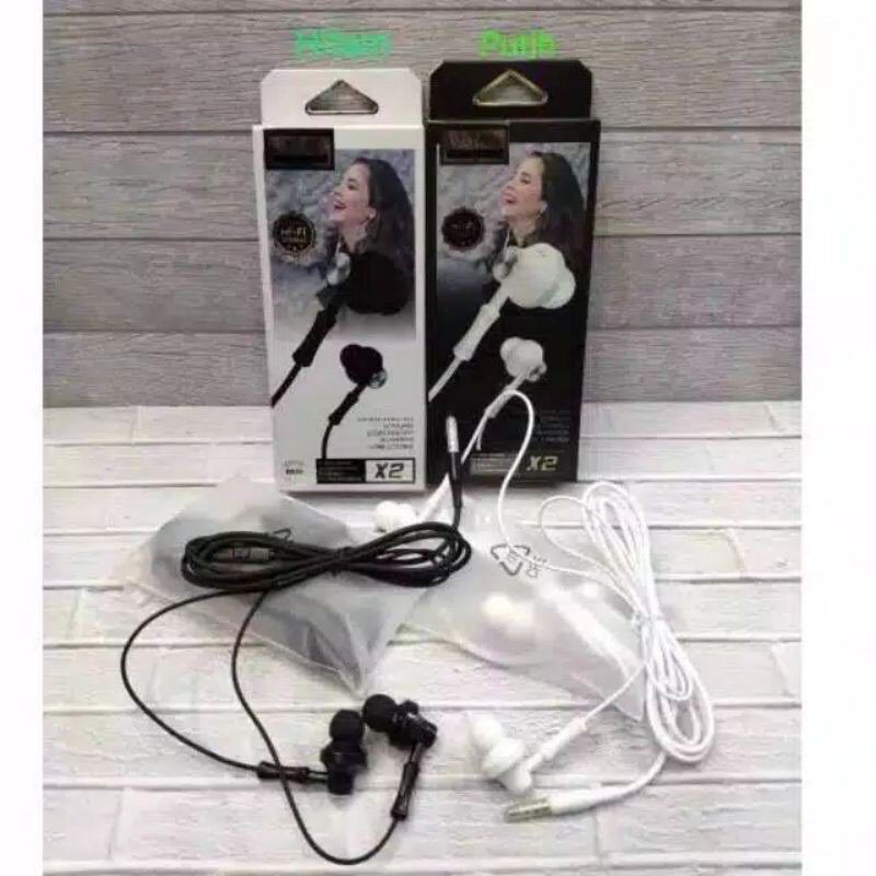 Hf Handsfree Headset VODA X2 ORIGINAL Super Bass kualitas bagus