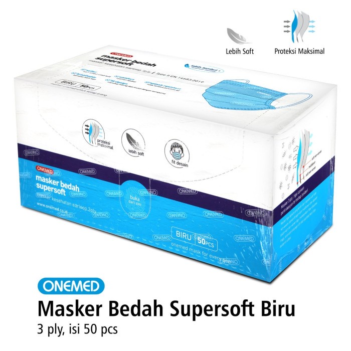 Masker Karet Super Soft Biru Onemed Box Isi 50 Pcs OJB