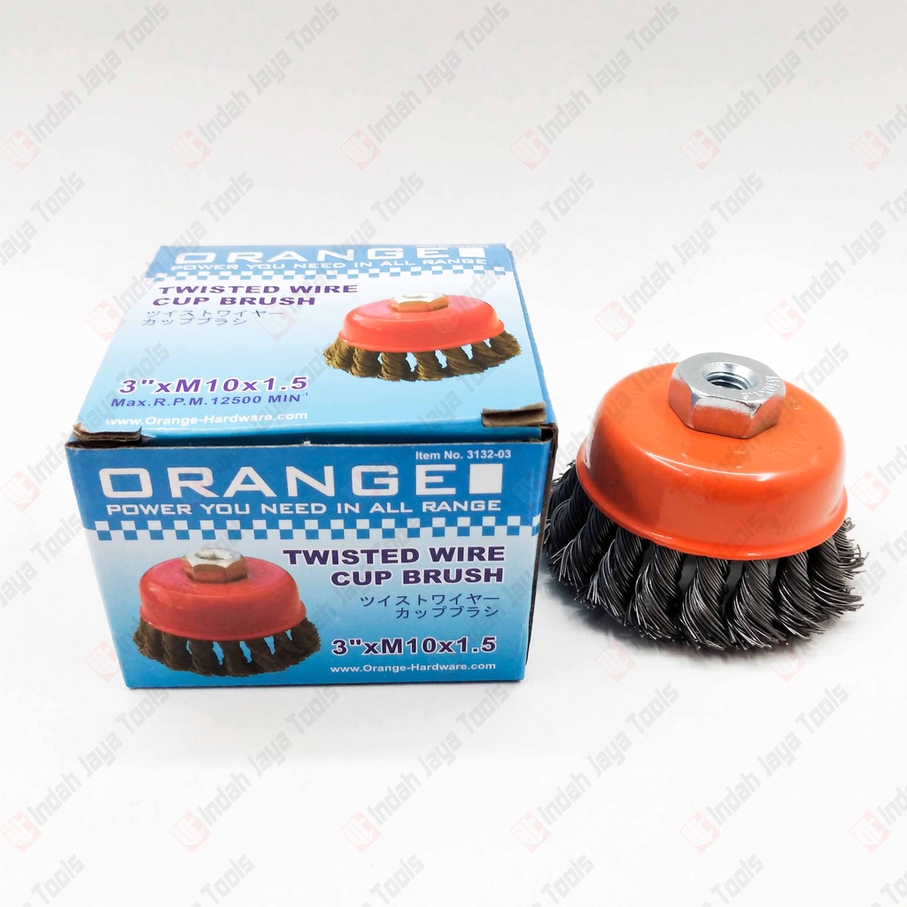 ORANGE Sikat Kawat Mangkok KEPANG 3&quot; - Cup Brush Gerinda Tangan M10