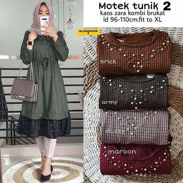 Niara Atasan Tunik Linen Import Kotak Kotak Premium Saku Kanan Kiri Allsize Fit XL Ld 110 Kekinian L