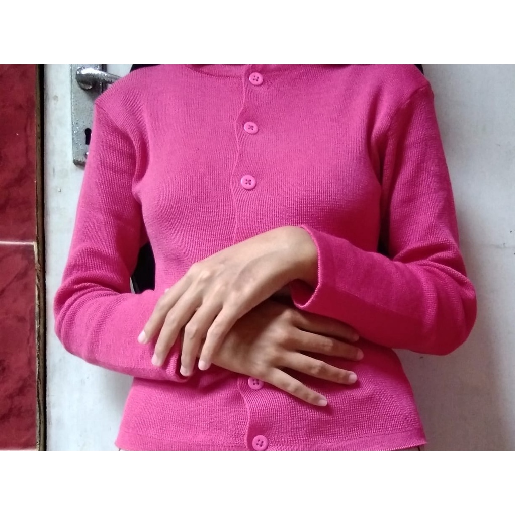 BAILEY CARDI RAJUT / ANGEL BOTON SKIRT / KARDIGAN CROP TOP-Pink fanta