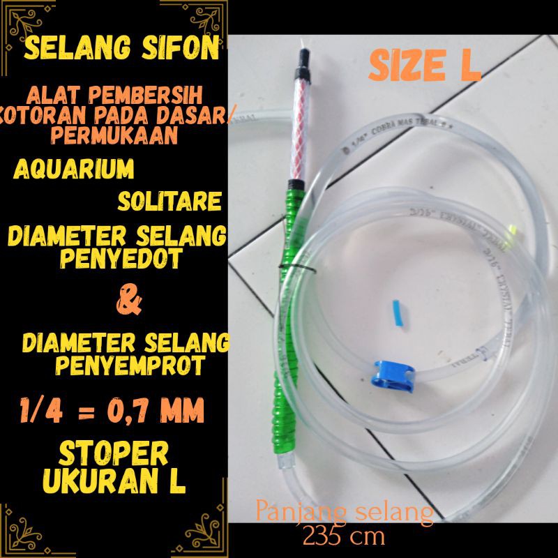 Sifon Sipon aquarium ikan cupang pembersih kotoran pada dasar solitare aquarium solitare size L