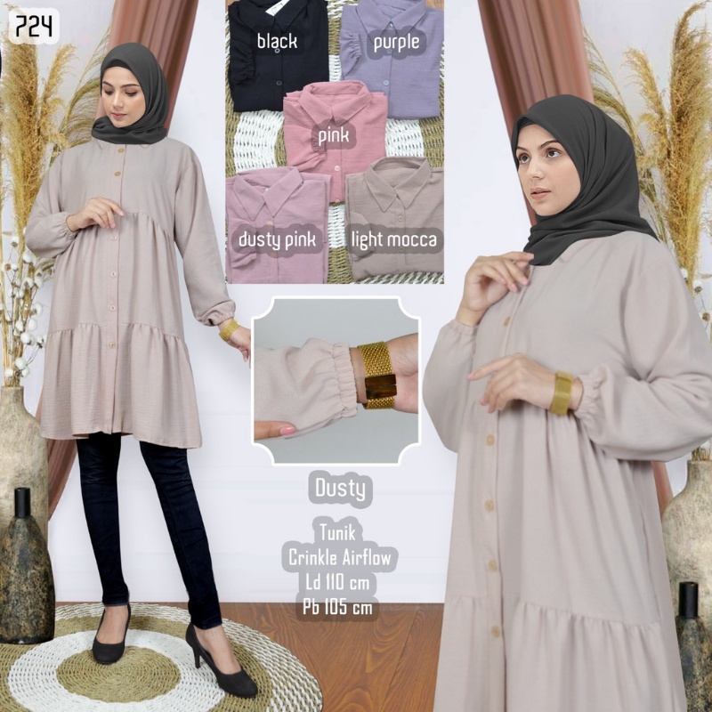 Tunik Crinkle Kancing Atasan Wanita Muslim 724 JM