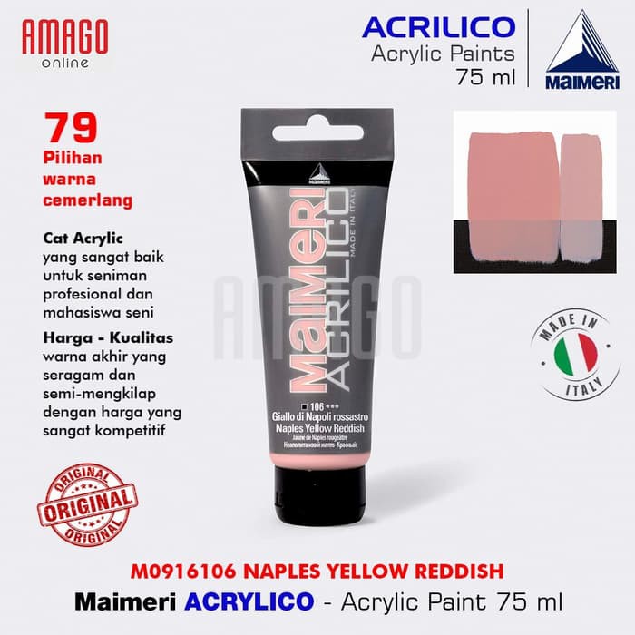 MAIMERI ACRILICO -ACRYLIC PAINT- NAPLES YELLOW REDDISH -75ML- M0916106