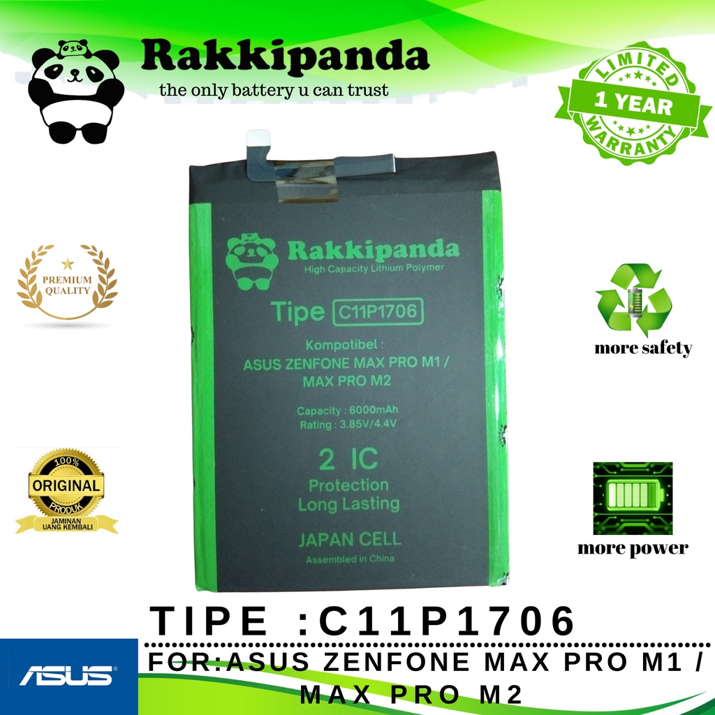 rakkipanda baterai battery c11p1706 for asus max pro m1 / asus max pro m2 original