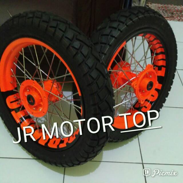 sepaket Velg Supermoto mini ring 14 klx150 D Tracker full set Ama ban