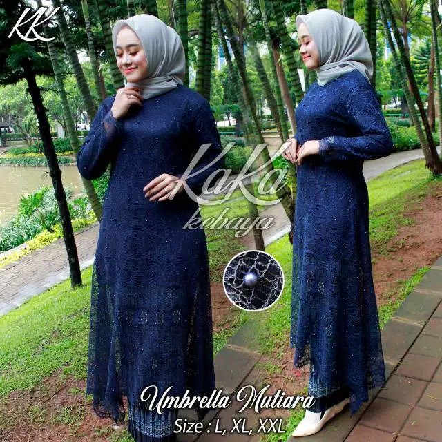 MQ - PROMO KEBAYA MODERN/KEBAYA TUNIK/TUNIK BRUKAT UMBRELLA MUTIARA/SETELAN KEBAYA-NAVY