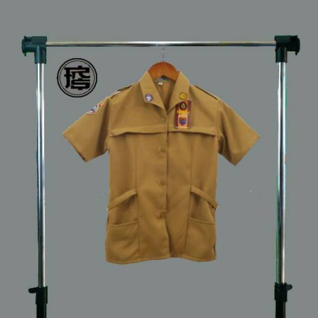 Baju pramuka lengan pendek wanita SD - SMP bahan polyester / seragam sekolah