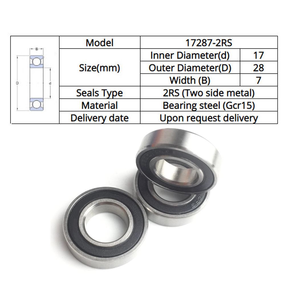 REBUY Bicycle Accessories 17287-2RS Flower Drum Bearing Ball Bearings Bicycle Bearing Repair Bearing 17x28x7mm Bottom Bracket Bicycle Parts 17287RS MR17287 Bottom Bearing/Multicolor