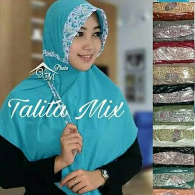 Jilbab instan serut pet motif