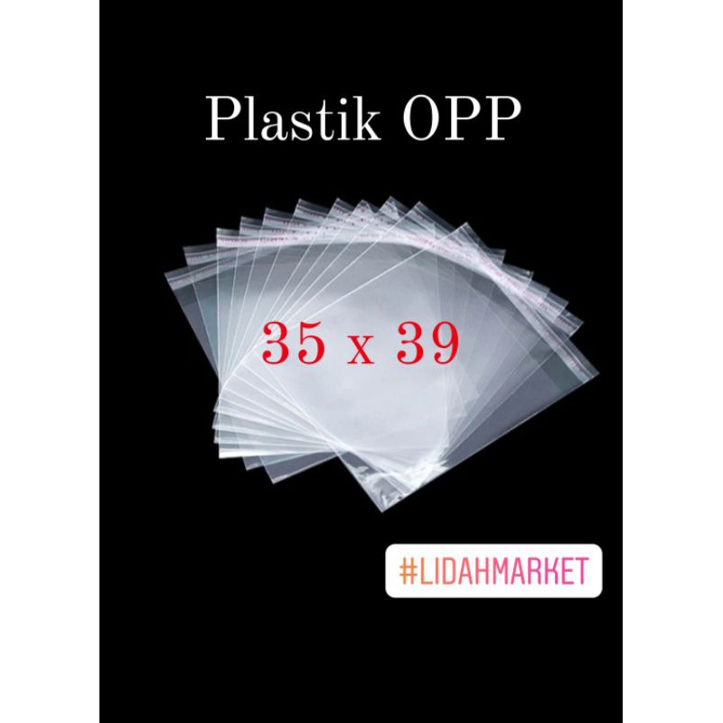 Plastik OPP ukuran 35 x 39 bening kaca segel seal plastik baju tebal