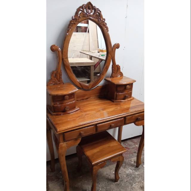 Meja rias cantik kayu jati asli