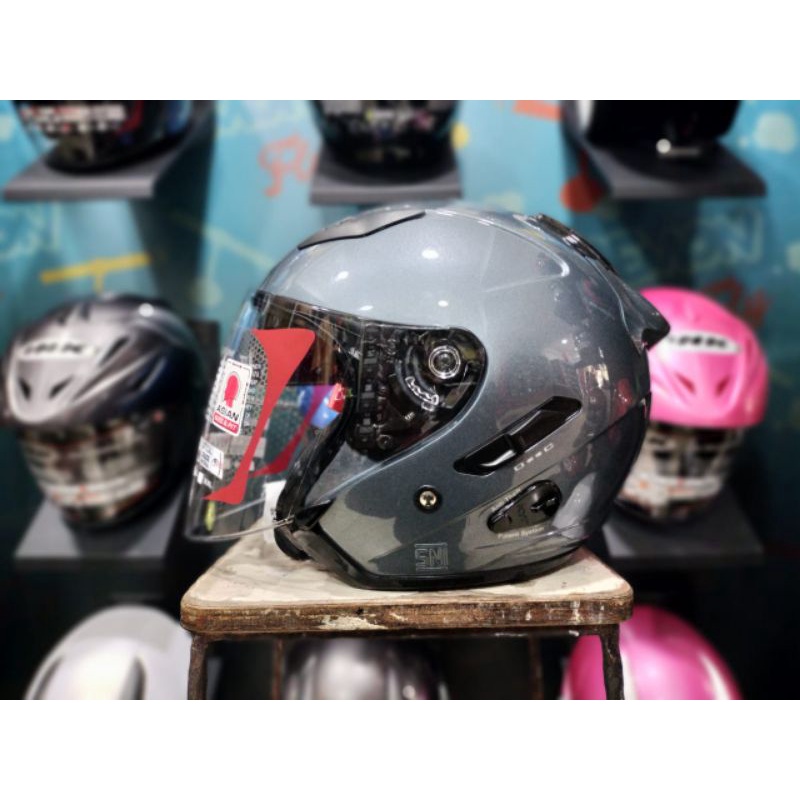 HELM KYT GALAXY FLAT R SOLID GREY MATT DOUBLE VISOR HELM KYT GALAXY FLAT R GREY DOFF HALF FACE-ALL GREY