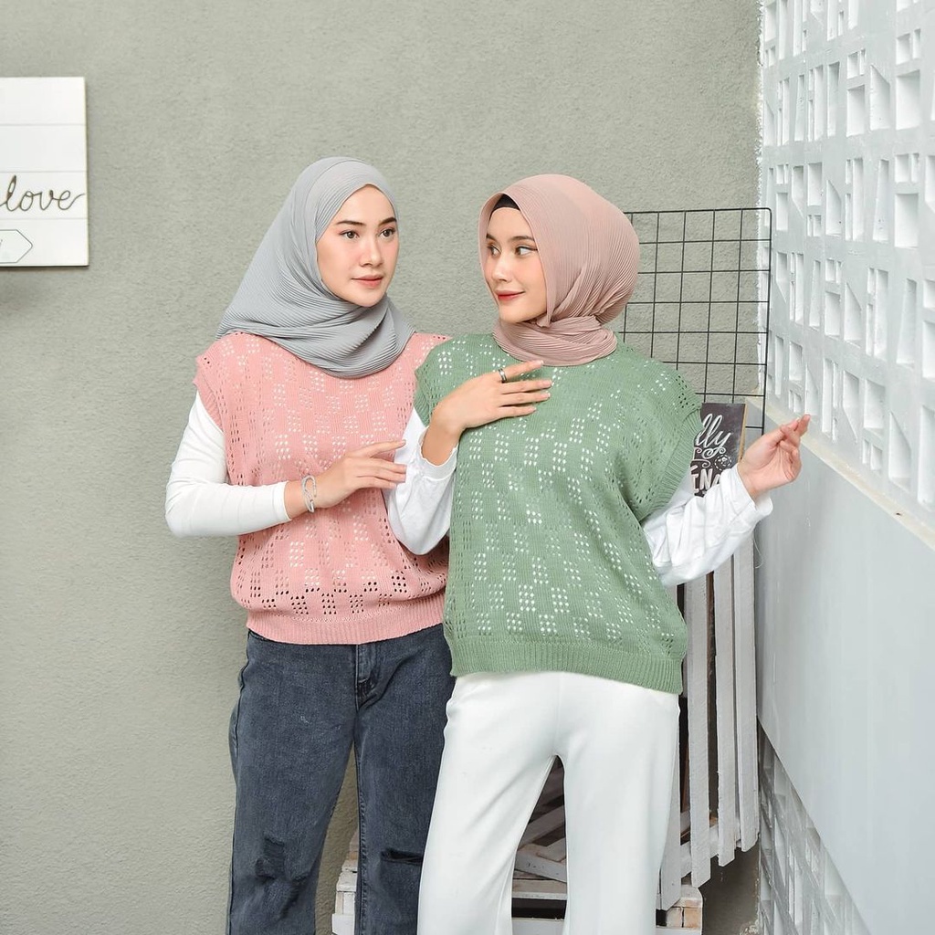 RAJUT CARDIGAN ATASAN WANITA AUREL KOTAK VEST HIJAB STYLE