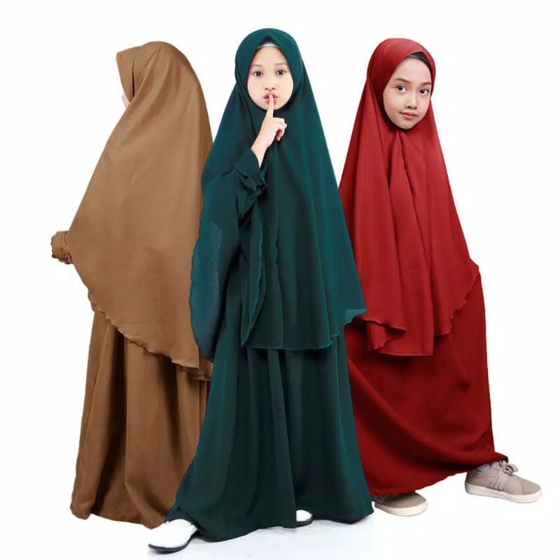 Gamis set syar'i polos anak anak