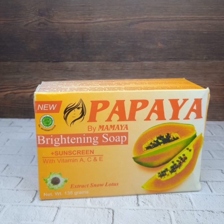 Sabun Papaya By Mamaya Original 135gr Sabun Brightening Soap + Sunscreen Extract Snow Lotus Asli Original Mencerahkan dan Melembabkan Kulit Wajah