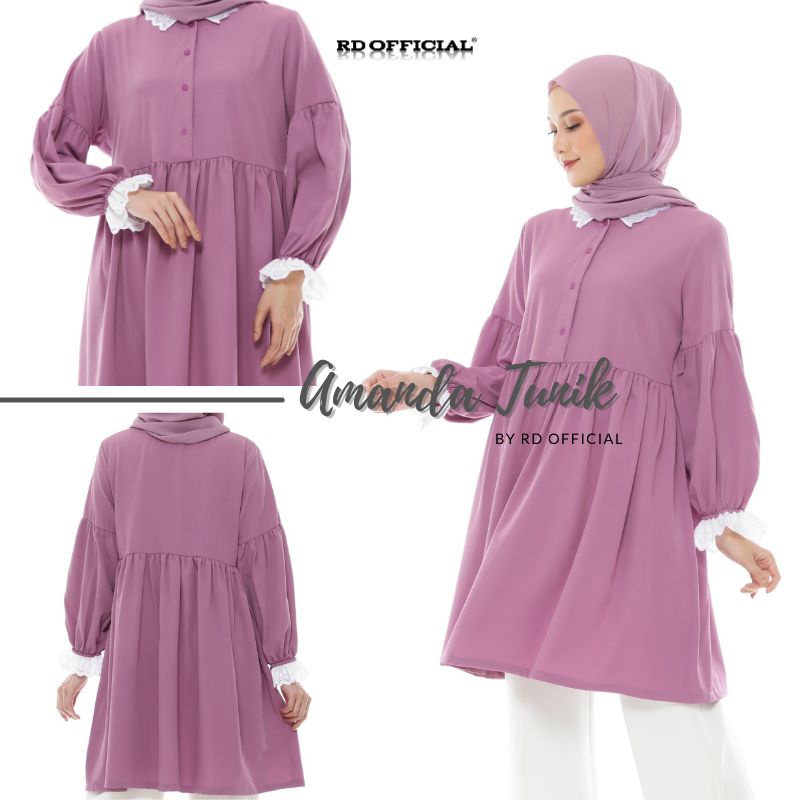 Baju Atasan Pakaian Tunik Muslim Wanita - Amanda Tunik by Rd Official - Tunik Muslim Wanita Model Le