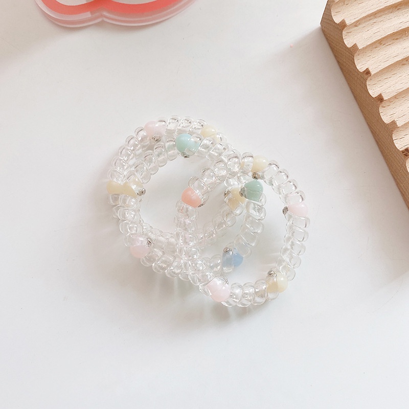 Candy Jewelry Fashion Korea Telephone line Hairbands Transparent Bead Headbands Elastic Hair Ties Scrunchies for Women and Girls