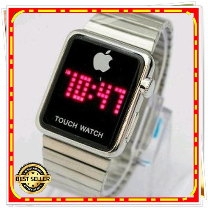 JAM TANGAN I PHONE APPLE TOUCH WATCH UNISEX SILVER BLACK