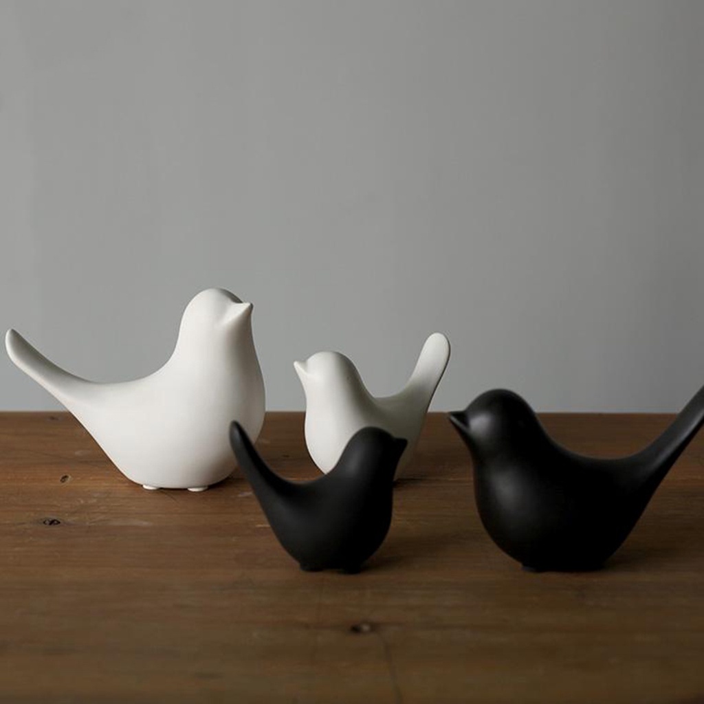 AUGUSTINA Living Room Bird Sculpture Wedding Accessories Statue Figurines Home Decoration Ceramic Black White Table Decor Nordic Style Modern Ornaments