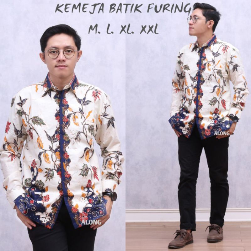KEMEJA BATIK MEWAH BERFURING BAJU BATIK BAJU KERJA PRIA MODERN