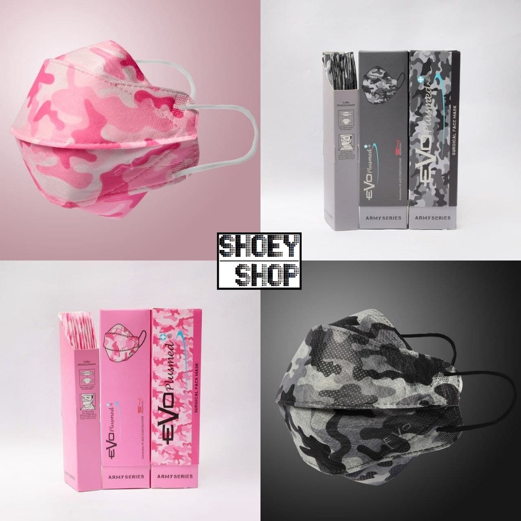 EVO Plusmed Army™ Series 4Ply 4D Masker Medis 1 Box isi 10Pcs
