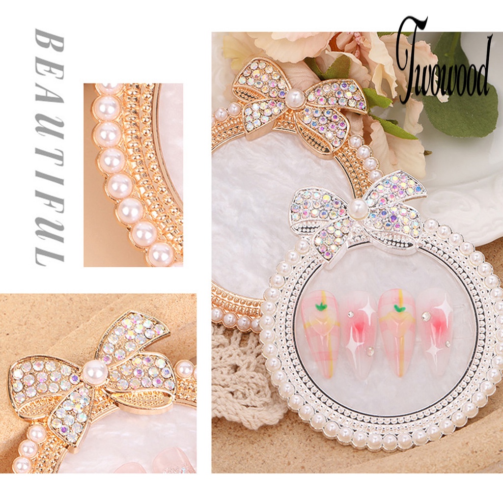 Twowood Palet Stand Display Kutek Gel Desain Pita Hias Mutiara Imitasi