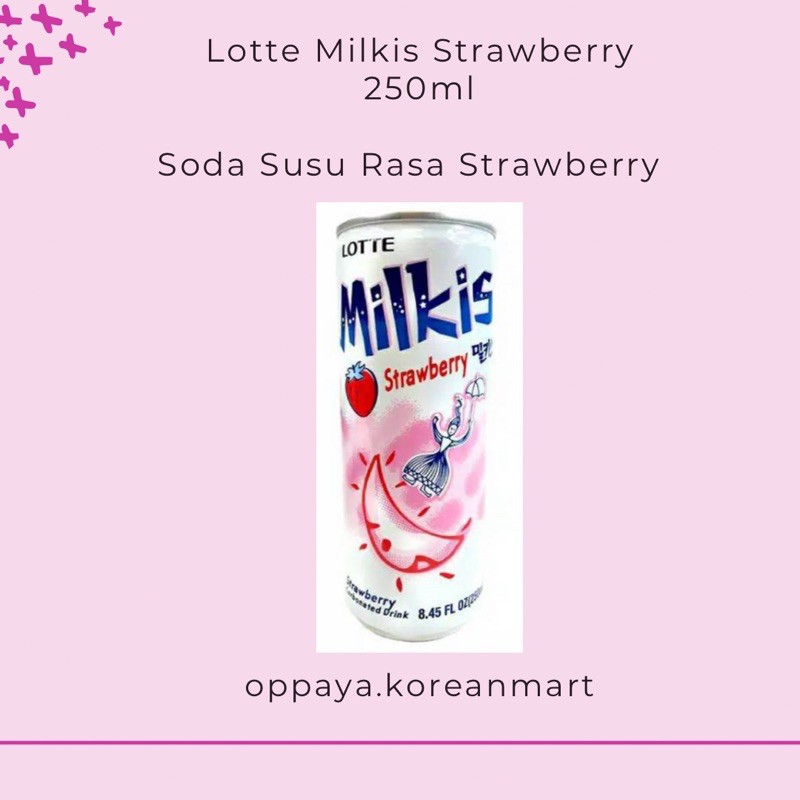 

LOTTE Milkis Strawberry 250ml | Soda susu rasa Strawberry Made in Korea