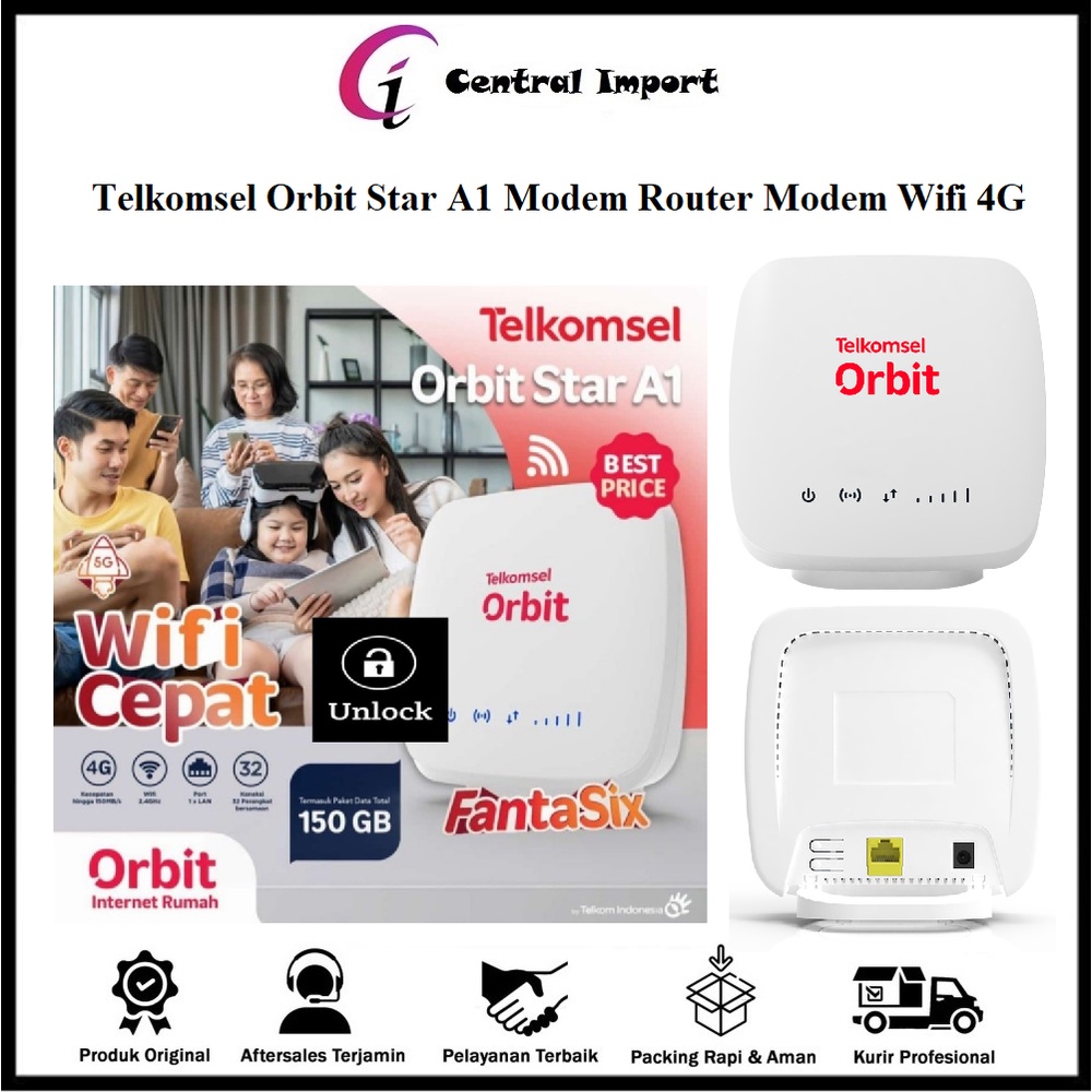 Telkomsel Orbit Star A1 Modem Router Modem Wifi 4G Free Perdana Orbit