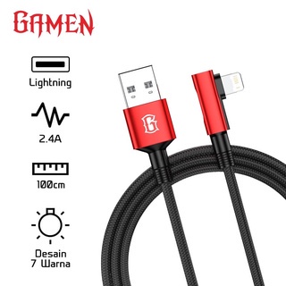 Kabel Data Lightning/iPhone Gaming Gamen GAL100 2.4A Fast Charging