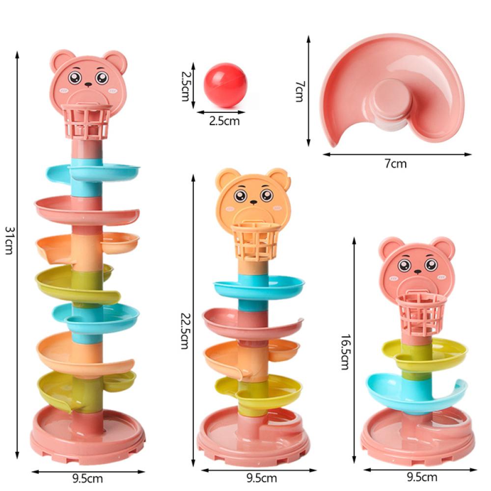 Timekey Mainan Puzzle Menara Lintasan Bola Geser DIY Untuk Edukasi Dini Bayi / Anak 0-3 Tahun S6T2