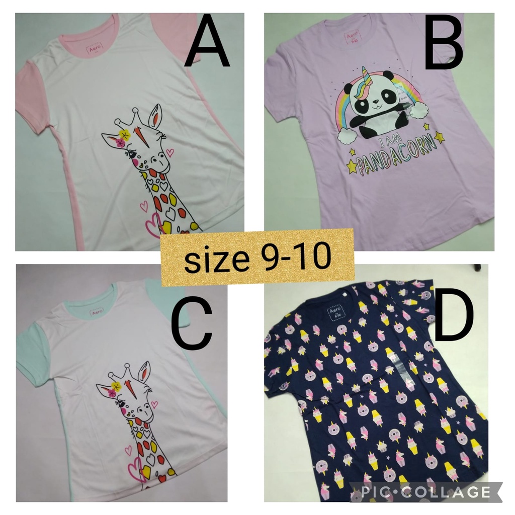 kaos Aero Girls lengan pendek size 9-10