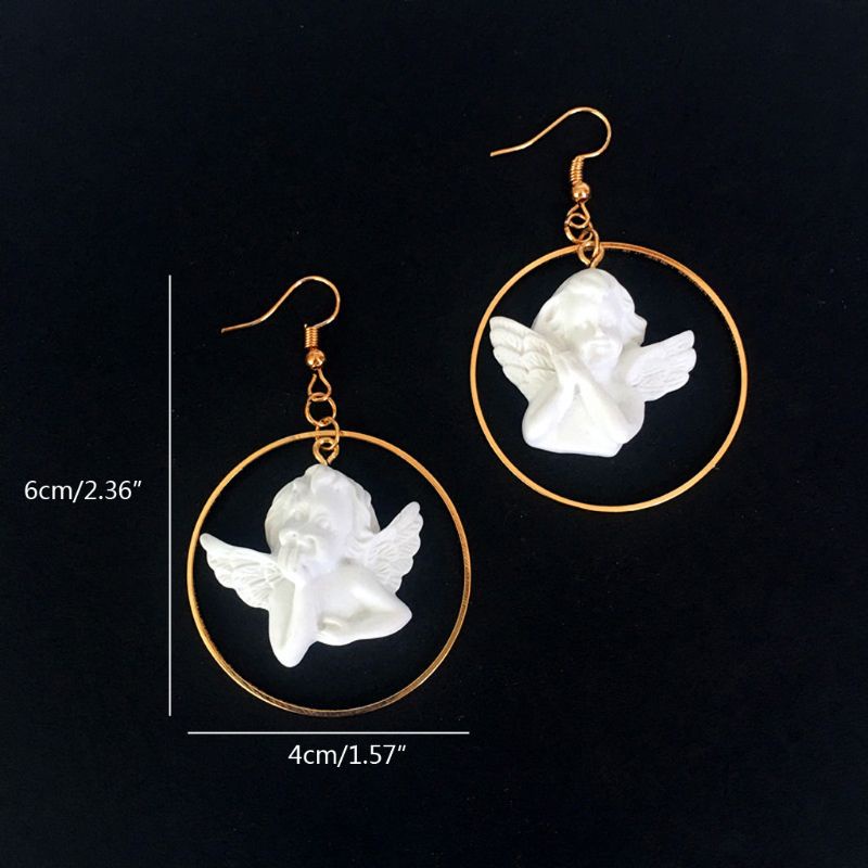 SIY  Gypsum Cupid Angel Pendant Drop Earrings Angel Wings Dangle Earrings For Women