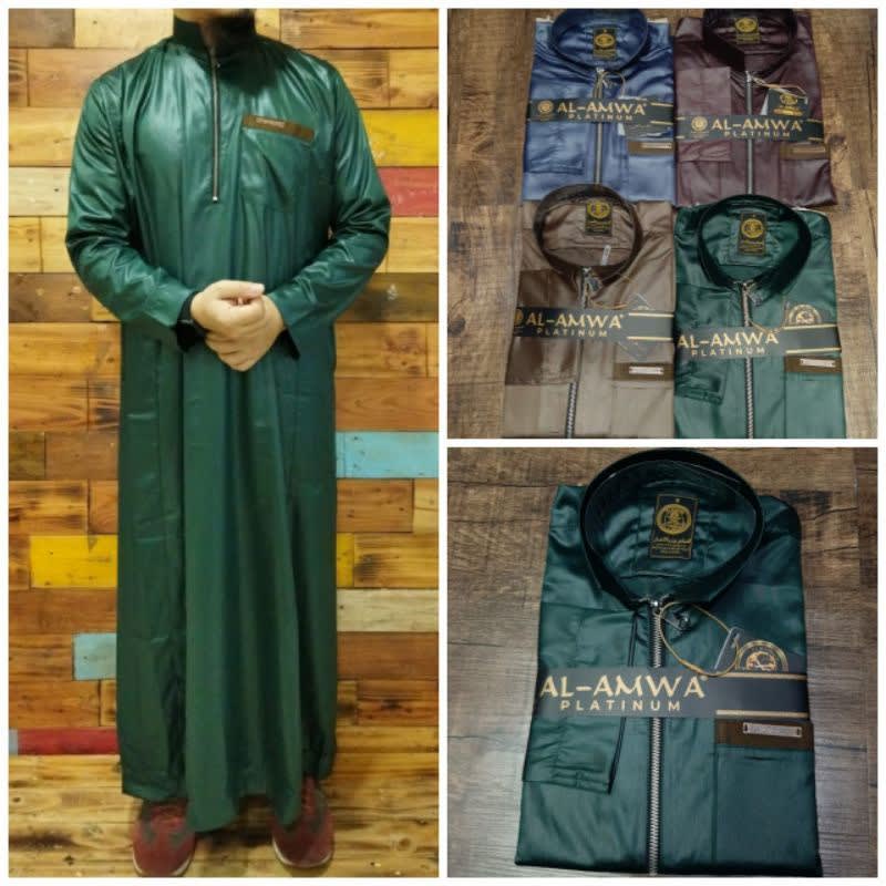 Jubah Platinum Al Amwa Model Zipper - Gamis Al Amwa Zipper - Gamis Platinum Al Amwa Lengan Panjang