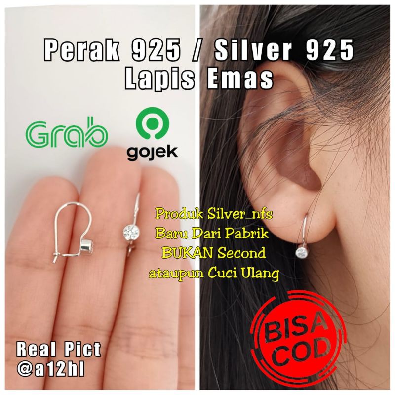 ANTING DESI PERAK ASLI LAPIS EMAS PUTIH