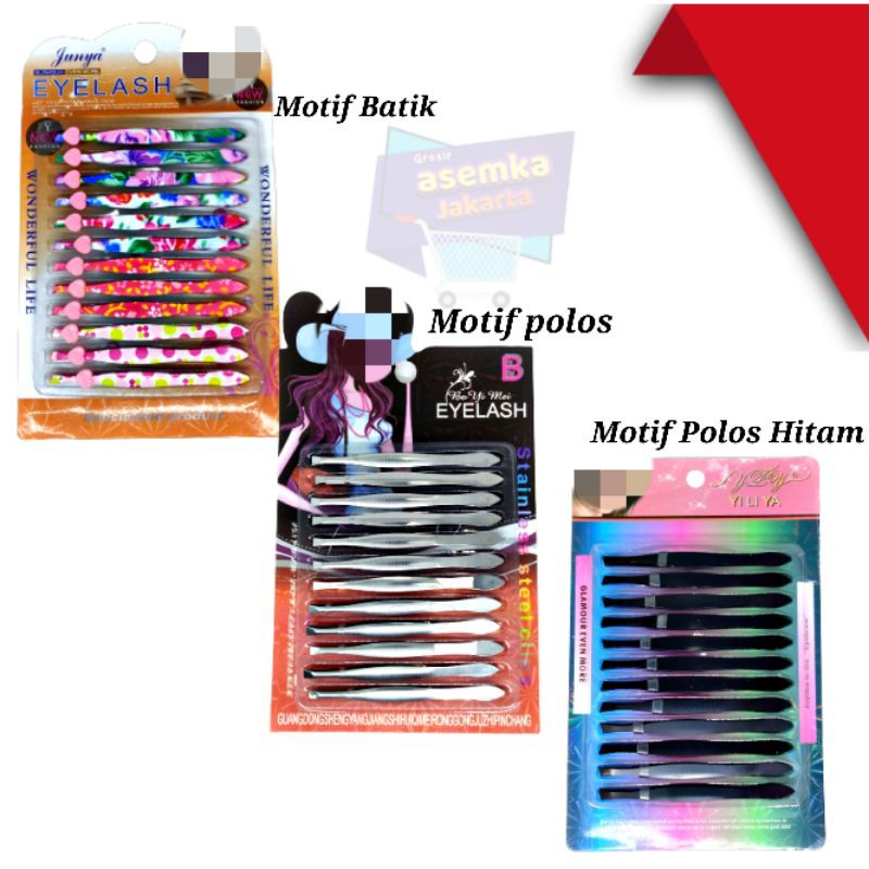 Pinset Alat kecantikan | Pencabut bulu Bermotif batik dan polos grosir | 12pcs