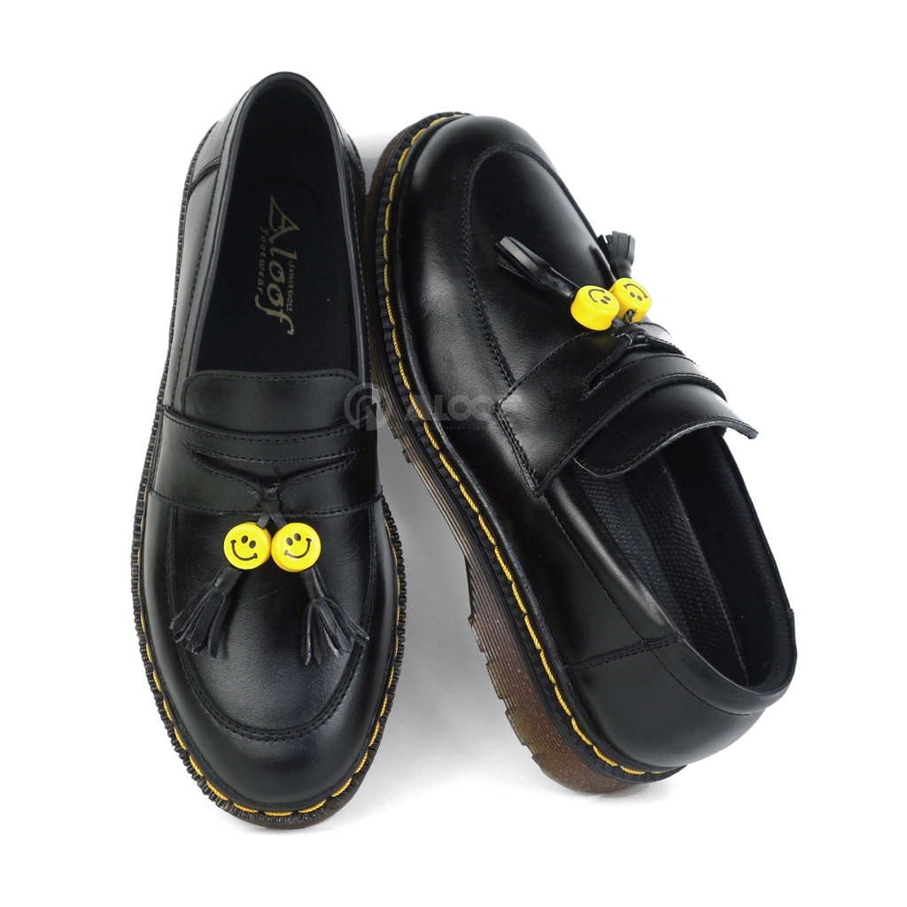 39 - 45 ALOOF SMILE BOY - Sepatu Tassel Loafers Hitam Pria Kulit Original