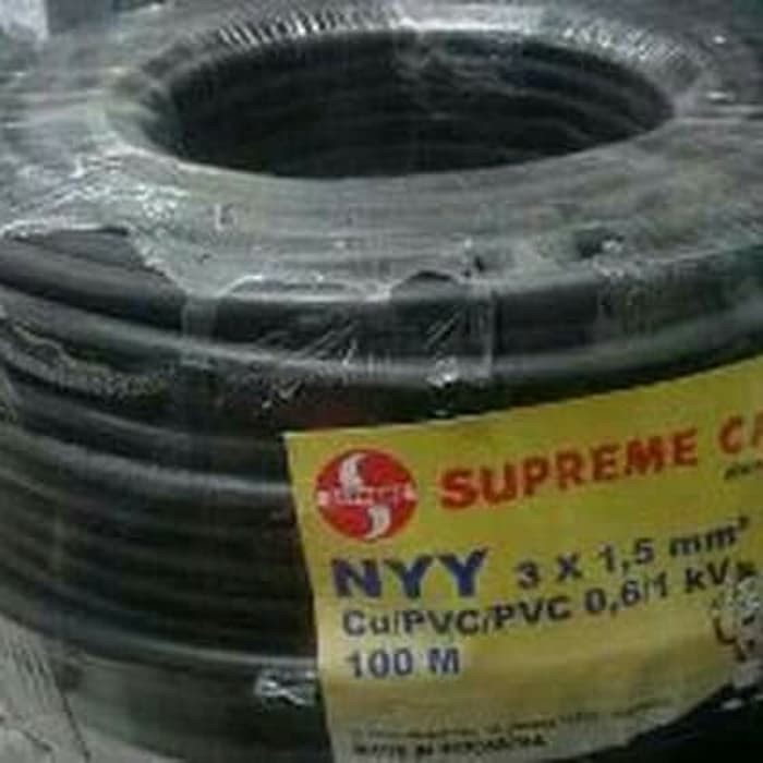 Kabel Listrik Kawat Hitam NYY 3 x 1.5 3 x 1,5 3x1,5 3x1.5 Supreme (Meteran) Kabel NYY 3 x 1,5mm 3 x 