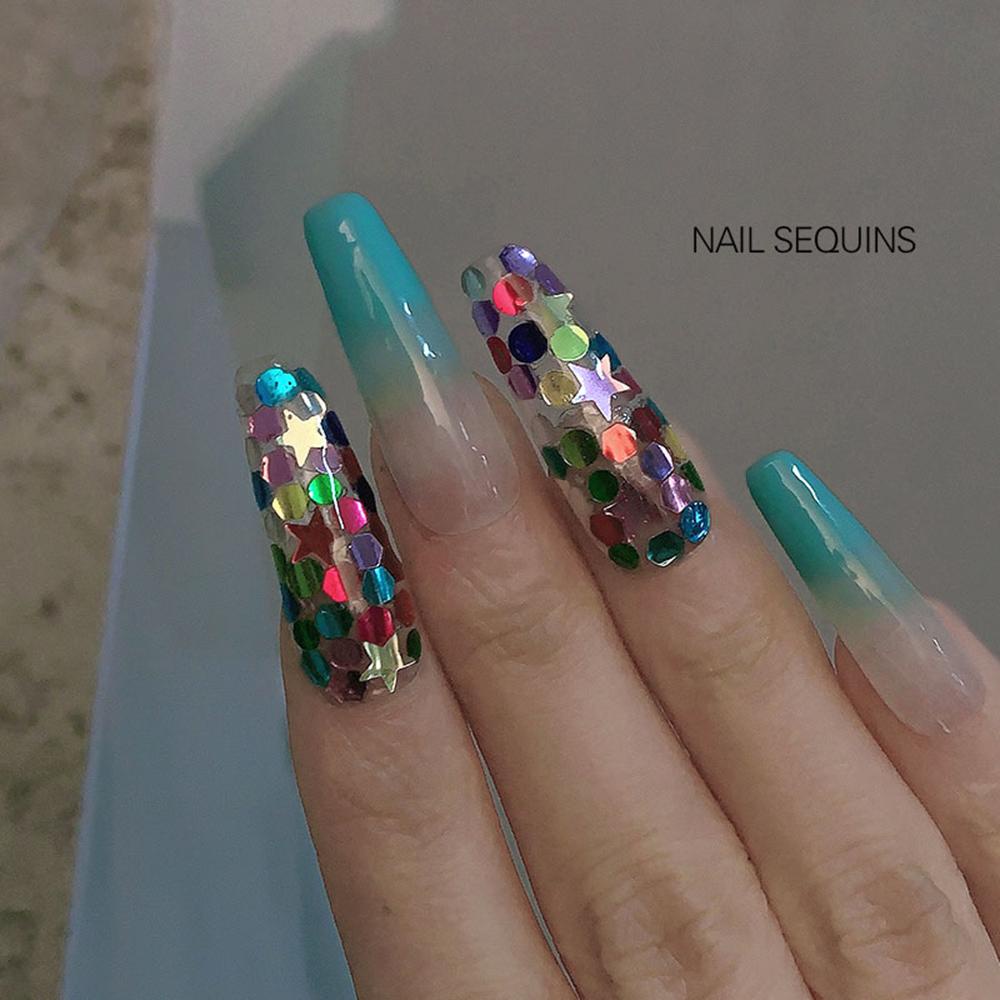 Lily Nail Sequin Hiasan Nail Art Kuku Serpihan Laser Desain Bulan Bintang Hati