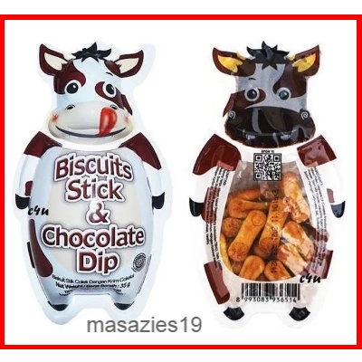 Biskitop Biscuit Sapi stik dengan Colekan Dip Coklat I Biskuit Sapi cute disuka anak-anak