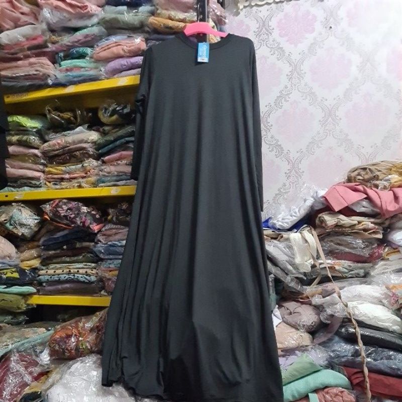 gamis hitam polos jersey brand VAmosh