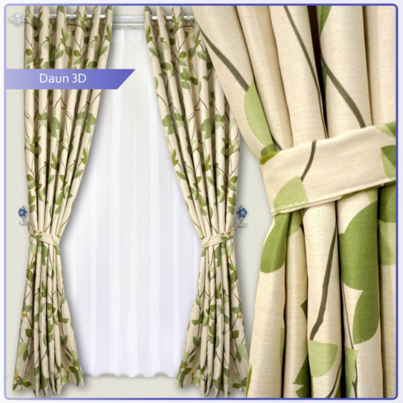 Gorden blazer blackout motif daun amora hijau tirai Gorden blazer blackout motif daun amora hijau tirai