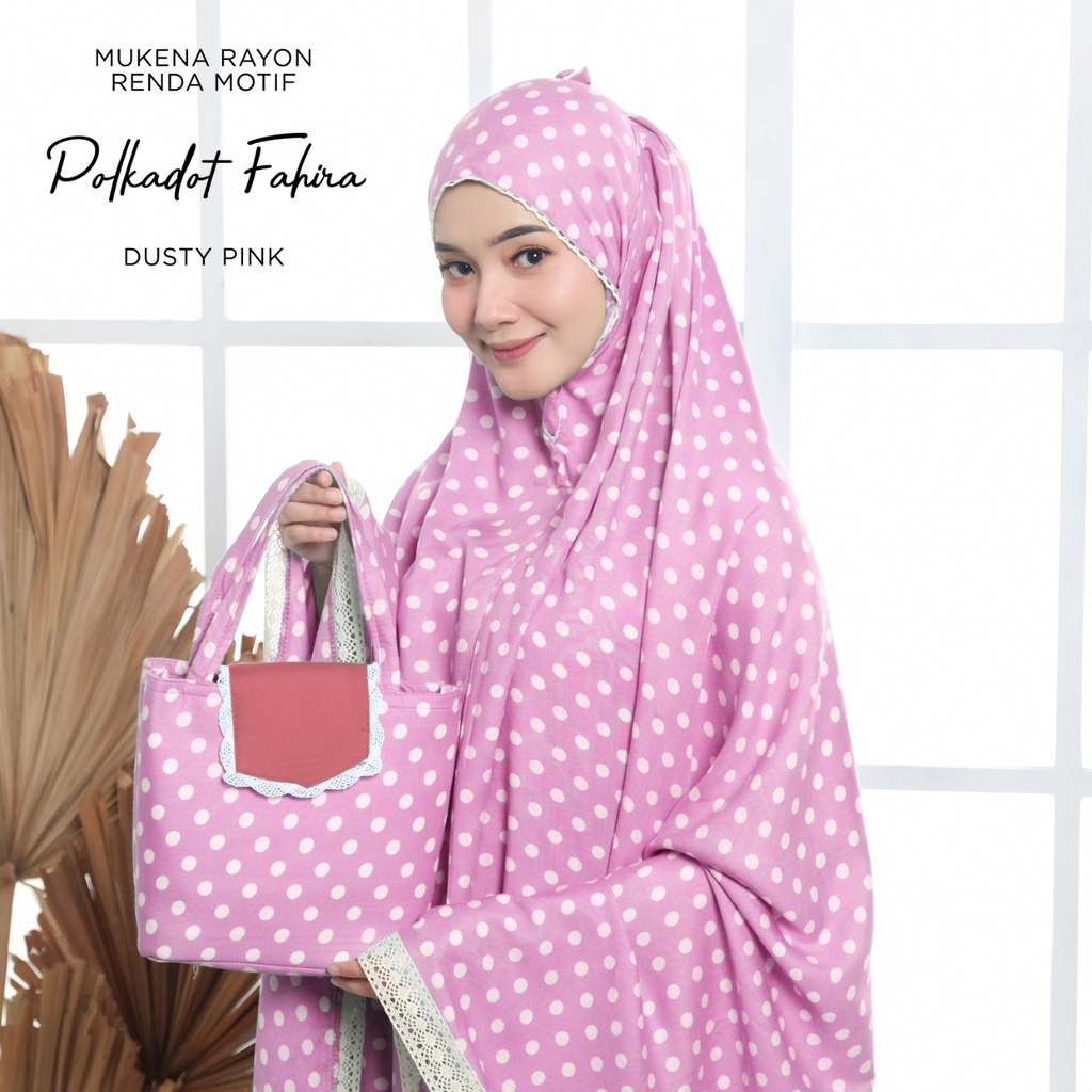 MUKENA BALI TASIK - MUKENA DEWASA RENDA RAYON MOTIF POLKADOT FAHIRA