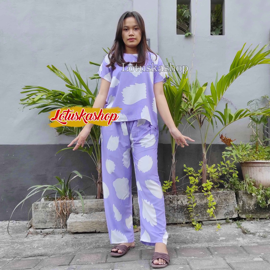 Babydoll Setelan Panjang Cowton Kayu-Cowton Maron