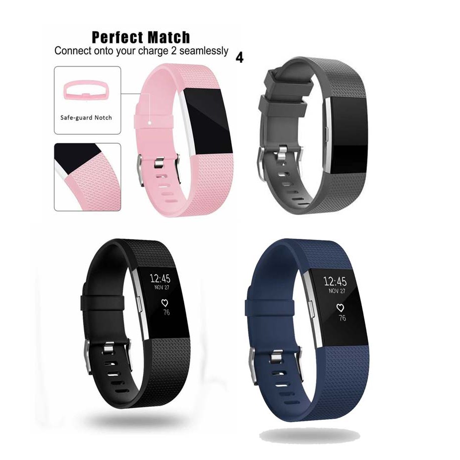 Tali Jam Sport Silicone Strap Band Fitbit Charge 2 Classic navy blue