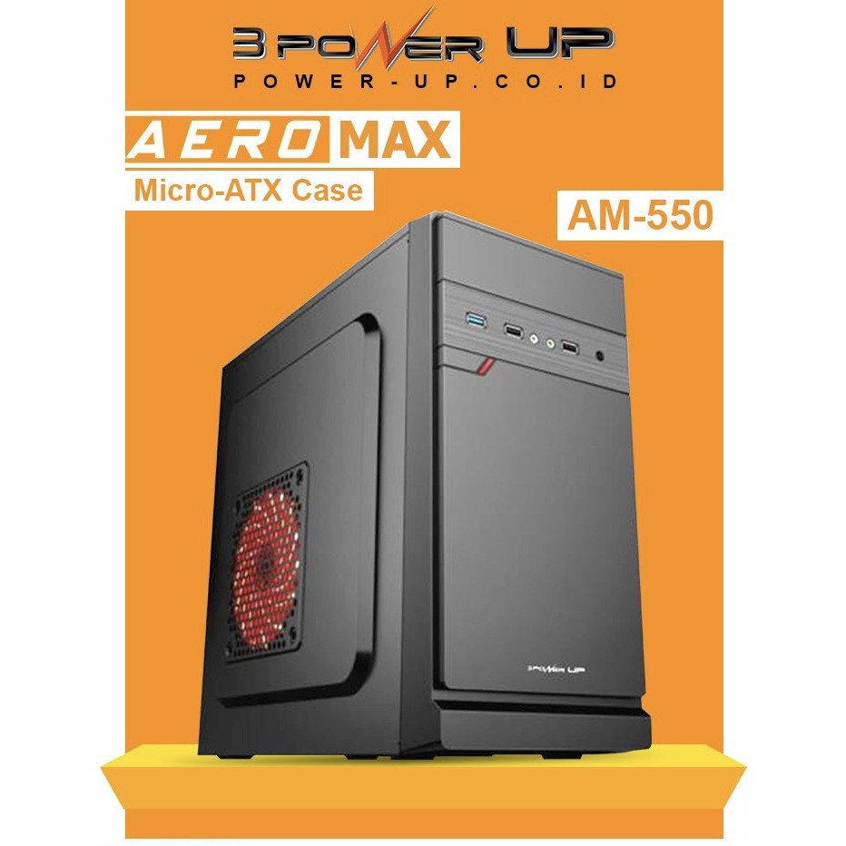 Jual Casing PC Casing Komputer POWER UP MicroATX AEROMAX with PSU 500W