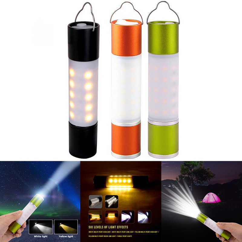 USB Rechargeable Hanging Flashlight Zoomable LED Torch Camping Tent Lamp Outdoor Night Light