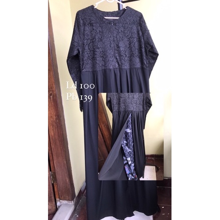 gamis dress baju hitam batik brokat modern